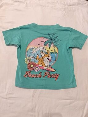 ⭐ 5/$20⭐️ Benny & Belle Girls Surfing Corgi Beach Party Tee Size 4